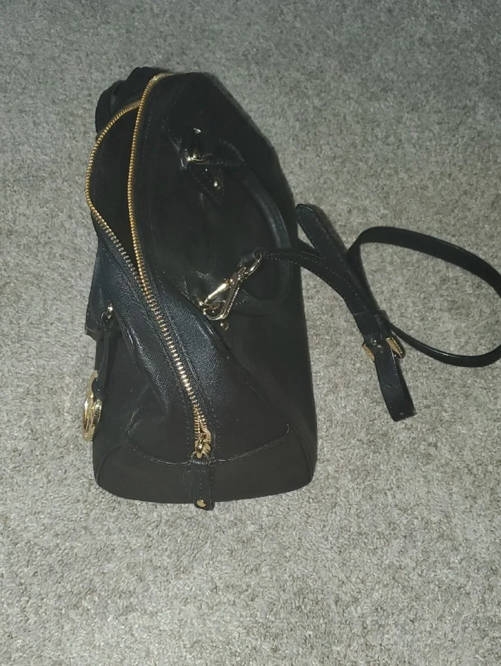 Michael Kors Black Satchel with Gold Tone Hardware